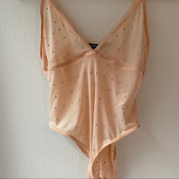 Nasty Gal Jeweled Sheer Cream Bodysuit Tank Top 4 - Picture 5 of 8